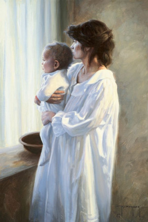 ... calling, Mother and Son by Robert Duncan, artist, mother and baby boy