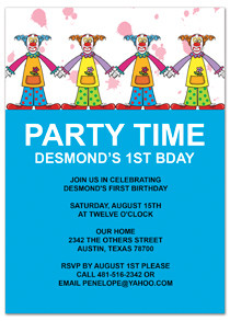 1ST-1069 Party Kids Birthday Invitation Wording