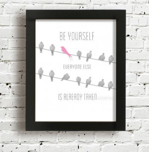 Pink bird / Birds on wire / Oscar Wilde quote by GingersnapPress, $10 ...