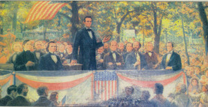 Robert Root Mural Depicting the Lincoln-Douglas Debate, now hanging in ...