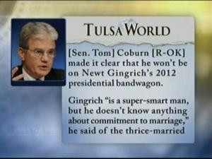 David Gregory Quotes Tom Coburn's Views on Gingrich's Affairs in the ...