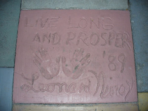 The handprints of Leonard Nimoy in front of The Great Movie Ride at ...