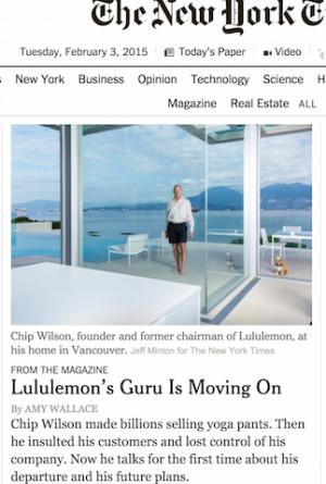 Chip Wilson, billionaire founder of Lululemon, quits.