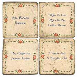 italian quotes 4 pack marble coasters set coaster fling italian quotes ...