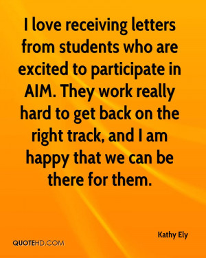 love receiving letters from students who are excited to participate ...