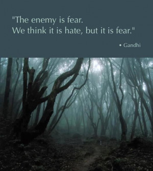 The enemy is fear. We think it is hate, but it is fear.