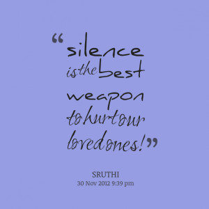 silence is the best weapon to hurt our loved ones! Dhivya Sruthi