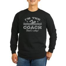 Funny Swim Coach Long Sleeve Dark T-Shirt for