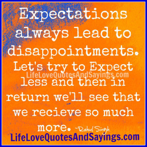 Expectations always lead ..
