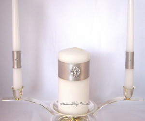 Unity Candle Silver Gray Bling Wedding Set Rhinestone Choice