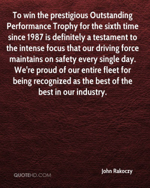 To win the prestigious Outstanding Performance Trophy for the sixth ...