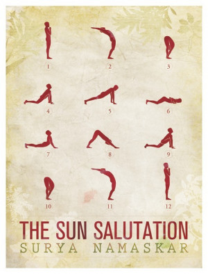 Sun Salutation / 12 basic Yoga poses - 18x24 poster