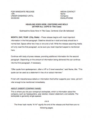 ... PR: If You Write a Great Press Release, Media Coverage Will Come