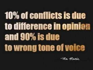 ... is due to difference in opinion and 90% is due to wrong tone of voice
