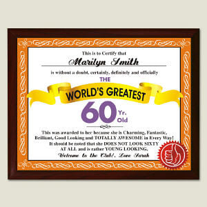60th birthday personalized plaque $ 19 98 personalized 60th birthday ...