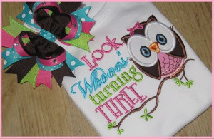 Owl Birthday Embroidery Shirt w/ M2M Bow Cute by SouthernBelleBows, $ ...