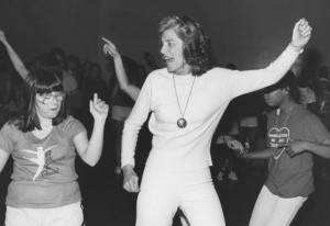 Eunice Kennedy Schriver dancing with handicapped kids at a 'Danceathon ...