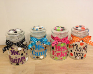 Personalized candy jar - name or mo nogram, polka dots or flowers ...