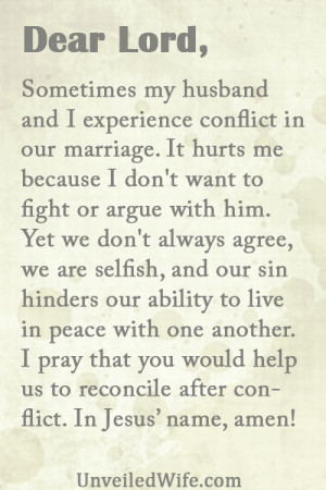 conflict in our marriage. It hurts me because I don’t want to fight ...