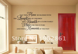 ... ]-Warm Home Blessing Quote Vinyl Wall Sticker Wall Quote 135x55cm