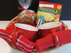 Get Well Soon Basket ~ Soup Mugs, Chicken Soup, Dish Clothes {to help ...