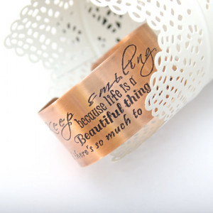 Marilyn Monroe quote bracelet, inspirational jewelry, copper gift