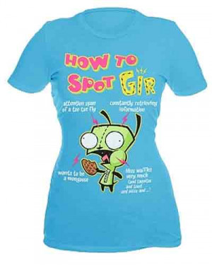 Invader-Zim-Gir-How-To-Spot-Sayings-Blue-T-Shirt-NWT