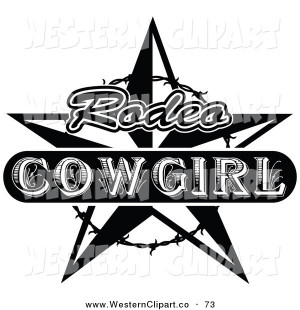 -western-clip-art-of-a-black-and-white-vintage-styled-rodeo-cowgirl ...