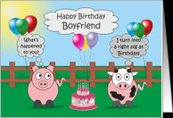 Boyfriend Humor Birthday Card Funny Farm Animals Rudy Pig & Moody Cow ...