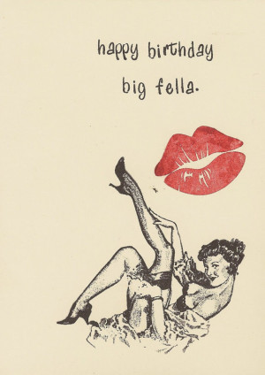 Unique Handstamped Sexy Lady Pin Up Birthday Card For Him