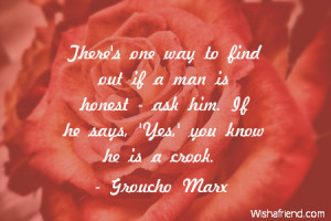 honesty-There's one way to find out if a man is honest - ask him. If ...
