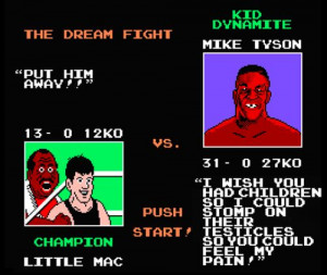 Mike Tyson's Punch Out screenshot from NES with real Mike Tyson quote