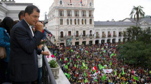 Correa gave a speech at the balcony of the Carondelet Palace.