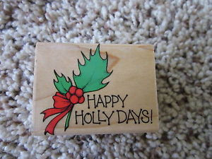 Rubber-Stamp-Saying-Phrase-Quote-Verse-Happy-Holly-Days-Holidays ...