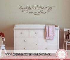 Every Good and Perfect Gift Wall Decal - Baby Nursery Wall Quote ...