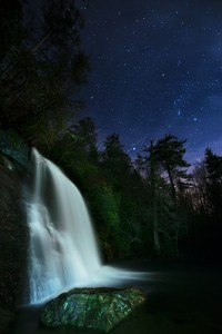 Silver Run Falls at Night-North Carolina Waterfalls
