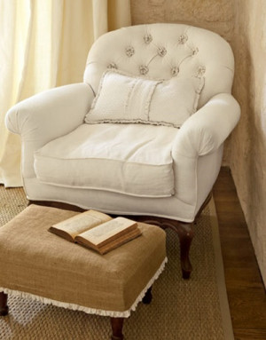 Love it: This is burlap?Shabby Chic, Living Room, Reading Corner, Foot ...