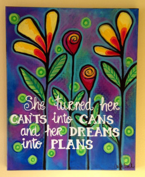 She turn her dreams into plans vibrant acrylic abstract quote painting ...