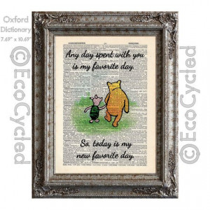 Winnie the Pooh and Piglet Quote 10 on Vintage Upcycled Dictionary Art ...