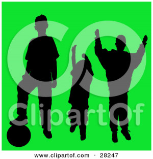 Silhouetted-Athletic-Boys-With-A-Soccer-Ball-On-A-Green-Background.jpg ...
