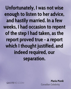 Maria Monk Marriage Quotes