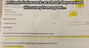 Hotel Survey Received From Customer