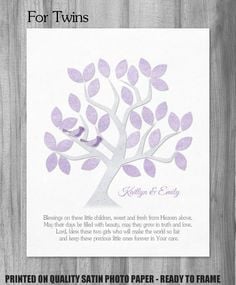 Girl Baptism Blessing Quote Personalized Name Tree Bird Christening ...