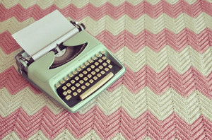 Pink crochet, vintage typewriter