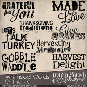 Thanksgiving Digital Scrapbook Word Art Clip Art & Card Making