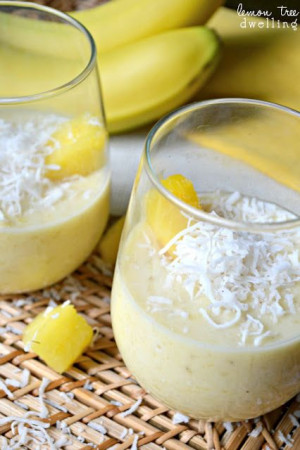 Banana Colada Smoothies - a treat the whole family can enjoy! via ...