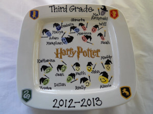 class auction piece- harry potter themed with kids fingerprints, wands ...