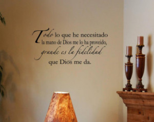 Spanish Vinyl wall quotes Espanol Todo lo que he necesitado la mano me ...