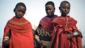 Young women from Kenya's Samburu ethnic group which has the tradition ...