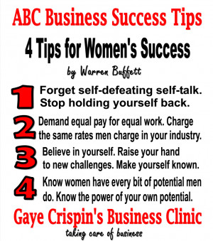 Tips For Women's Success from Warren Buffett #ABCSuccessTips Gaye ...